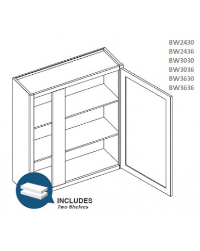 Taylor White High Blind Wall Cabinet-1 Door, 2 Adjustable Shelf(Left or Right side)