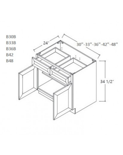 Pepper Shaker Base Cabinet 30" Wide Double Door - 2 Drawer, 1 Shelf