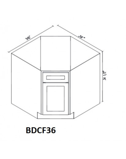 Ice White Shaker Base Diagonal Corner Sink Cabinet - 1 Door, 2 Shelves