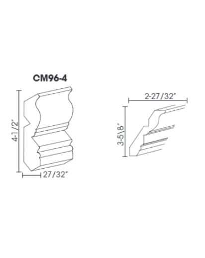 Ice White Shaker Crown Molding Plain 4 1/2" High