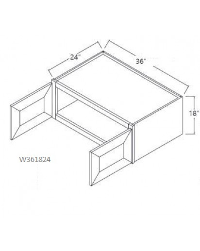 Shaker Designer White Deep Wall Cabinet - 2 Doors, No Shelf