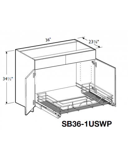 Spokane Polar White Deluxe Sink Base Cabinet 36" Wide U-shape Pullout, 2 Doors
