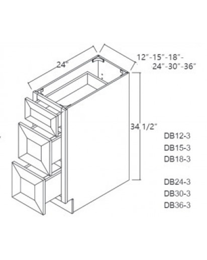 Taylor White Base Drawer Cabinet-3 Drawers