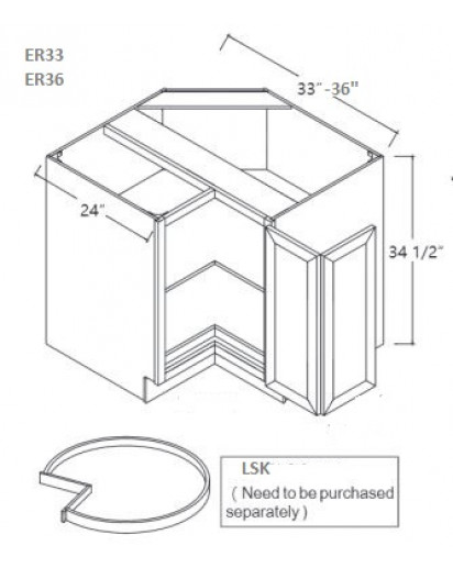 Lenox Canvas Easy Reach Base Cabinet-2 Full Height Folding Doors
