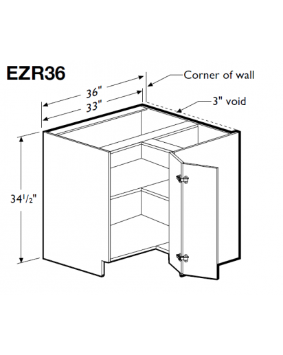 Essex Cumin Easy Reach Corner Base Cabinet 36 X 36 With 2 Full