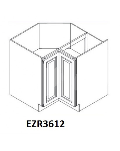 Ice White Shaker EZ Reach Base Cabinet 36" Wide -2 Full Height Folding Doors