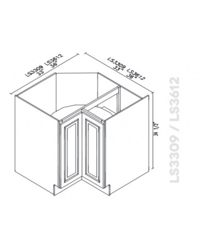 Nova Light Grey Shaker Lazy Susan 33" Wide -2 Full Height Folding Doors