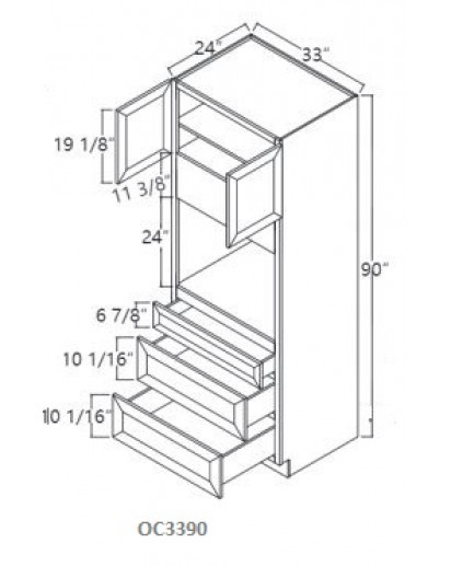 Taylor White Oven Cabinet - 2 Upper Doors, 1 Adjustable Shelf, 3 Drawers