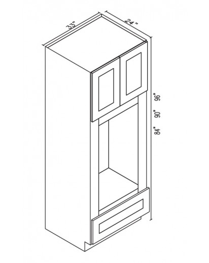 Nova Light Grey Shaker Oven Cabinet 84" High- 2 Upper Doors, 1 Drawers