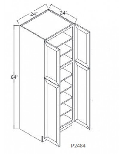 Shaker Designer White Tall Pantry - 2 Upper Door, 2 Lower Door, 4 Adjustable Shelf
