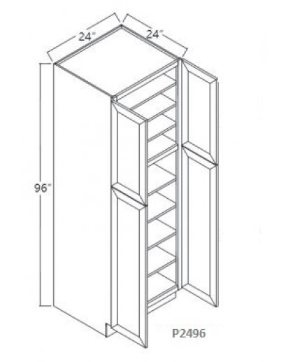 Shaker Designer White Tall Pantry - 2 Upper Door, 2 Lower Door, 5 Adjustable Shelf