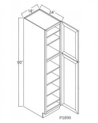 Taylor White Tall Pantry, 1 Upper Door, 1 Lower Door, 4 Adjustable Shelf