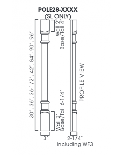 Uptown White Decor Leg & Pilaster Half Leg(Trimmable) POLE28