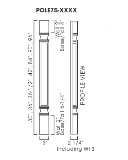 Gramercy White Decor Leg & Pilaster Half Leg(Trimmable) POLE75