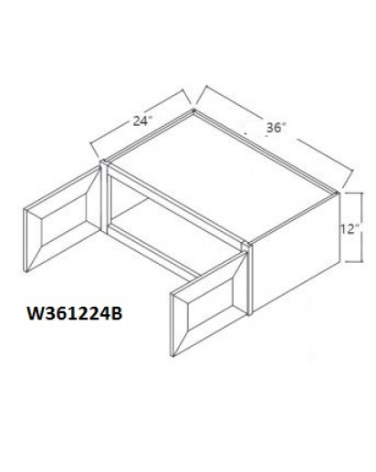 Ice White Shaker Wall Cabinet 36W x 12H x 24D Double Door