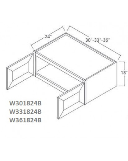 Nova Light Grey Shaker Wall Cabinet 33W x 18H x 24D Double Door