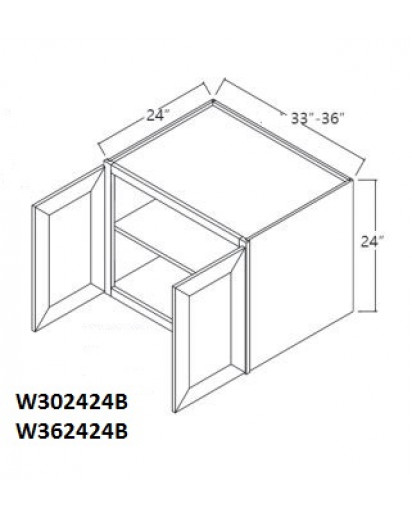 Greystone Shaker Wall Cabinet 36W x 24H x 24D Double Door with 1 Shelf