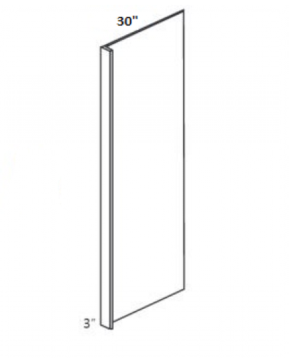 Ice White Shaker Refrigerator End Panel 30" Wide & 96" High with 3" Return