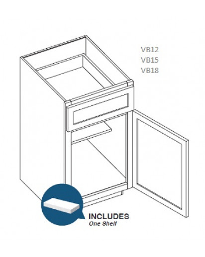 Shaker Designer White Single Door Base Vanity with 1 Drawer