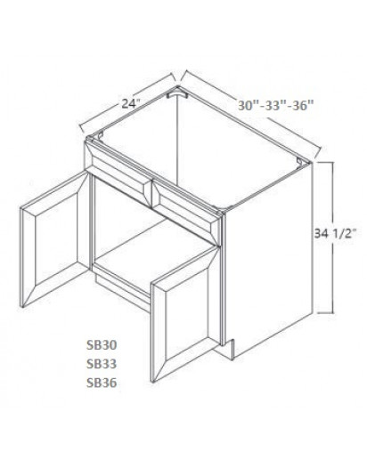 Taylor White Sink Base Cabinet-2 Dummy Drawers, 2 Doors