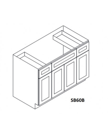 K-Espresso Sink Base Cabinet 60" Wide - 4 Doors, 2 Drawers