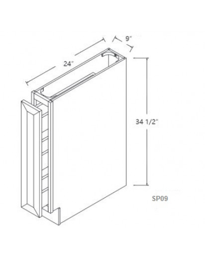 Pecan Base Spice Rack Cabinet-1 Full Height Door(Pull-Out), 3 Fixed Shelf