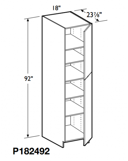 Spokane Polar White Tall Pantry Cabinet 92" High- 2 Doors, 1 Fixed and 4 Adjustable Shelves
