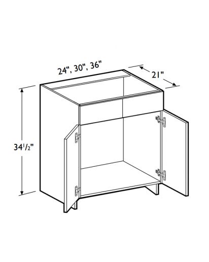 Ice White Shaker Vanity Sink Base Cabinet 30" Wide - 2 Doors, No Drawer