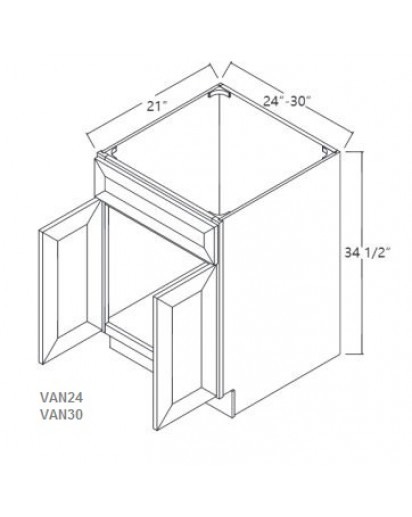 Pecan Vanity Sink Base Cabinet - 1 Dummy Drawer, 2 Doors