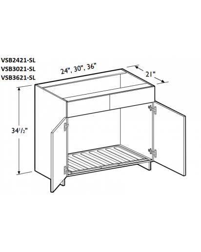 Madrid Beach Vanity Sink Base Cabinet 24" Wide - 2- Doors, 2 False Drawer Front with Liner