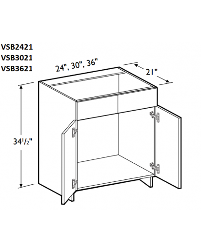 Madrid Beach Vanity Sink Base Cabinet 24" Wide - 2 Doors, 2 False Drawer Front