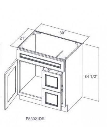 Mahogany Vanity with Drawers on the right