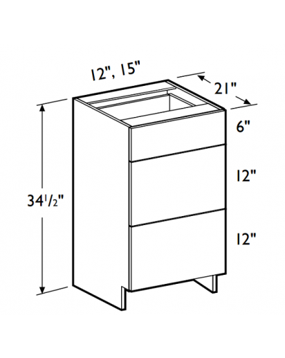 Gramercy White Vanity 3 Drawer Cabinet 12" Wide