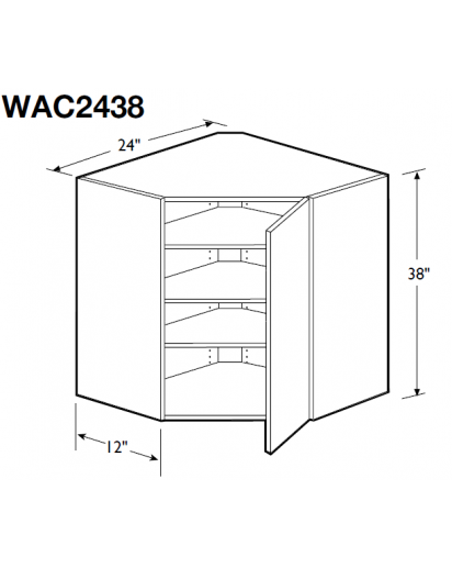 Spokane Polar White Wall Angle Corner Cabinet 24" Wide and 38" High Single Door with 3 Adjustable Shelves