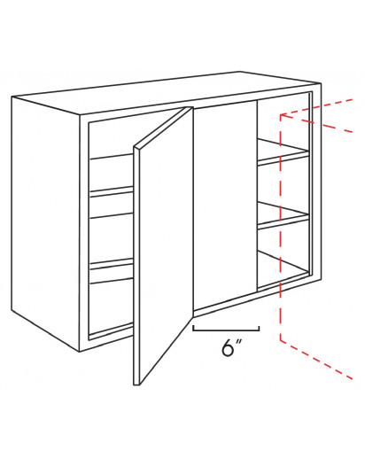 Uptown While Wall Blind Corner Cabinet 30" Wide -1 Door, 3 Shelves