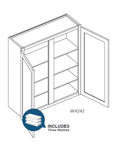 Shaker Designer White Wall Cabinet- 2 Doors, 3 Adjustable Shelves