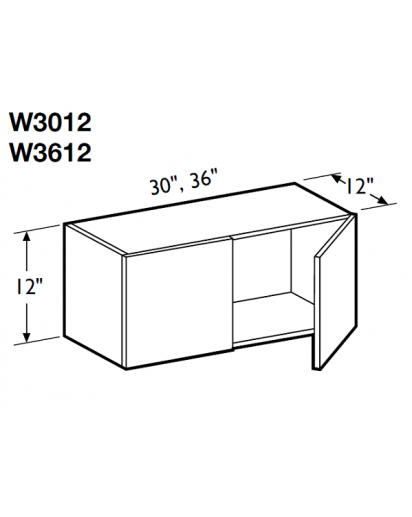 Ice White Shaker Wall Cabinet 36W x 12H Double Door