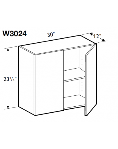 Spokane Polar White Wall Cabinet 30" Wide and 24" High - 2 Doors, 1 Adjustable Shelf