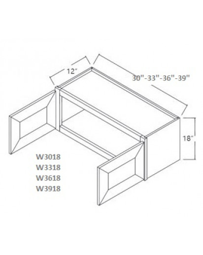 Shaker Designer White Wall Cabinet - 2 Doors, No Shelf