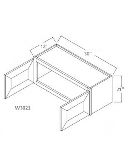 Shaker Designer White Wall Cabinet - 2 Doors, No Shelf