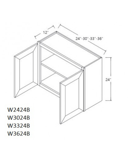 Greystone Shaker Wall Cabinet 24W x 24H Double Door with 1 Shelf