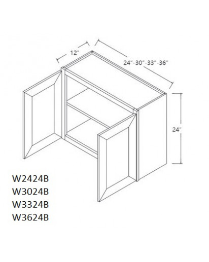 Ice White Shaker Wall Cabinet 30W x 24H Double Door with 1 Shelf