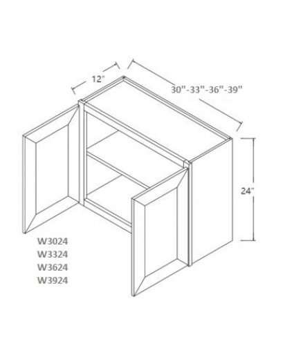 Shaker Designer White Wall Cabinet - 2 Doors, 1 Adjustable Shelf