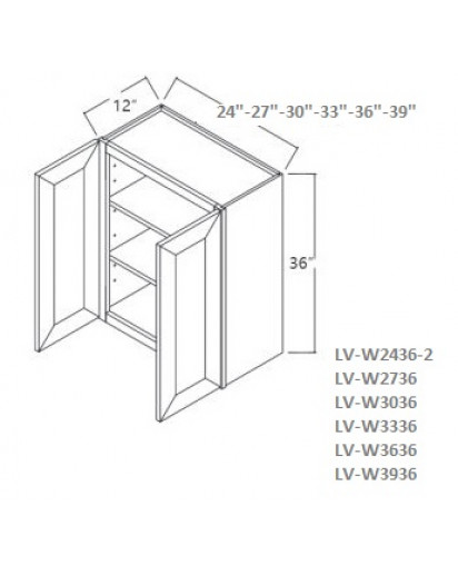 Taylor White Wall Cabinet- 2 Doors, 3 Adjustable Shelves