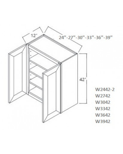 Taylor White Wall Cabinet- 2 Doors, 3 Adjustable Shelves