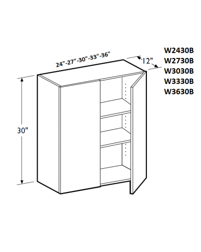 Wall Cabinet 30W x 30H Double Door with 2 Shelves