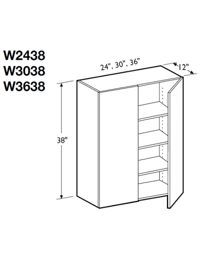 Spokane Polar White Wall Cabinet 24" Wide and 38" High - 2 Doors, 3 Adjustable Shelves