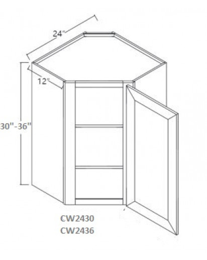 Shaker Designer White Corner Wall Cabinet-1 Door, 2 Adjustable Shelf