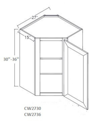 Lenox Canvas Corner Wall Cabinet-1 Door, 2 Adjustable Shelf