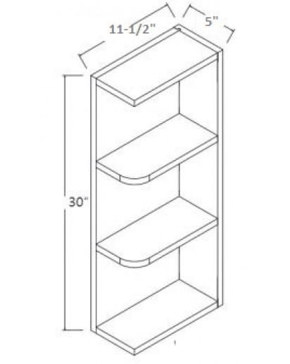 Gramercy White Wall & Base Open End Shelf 30" High - No Door, 2 Fixed Shelves